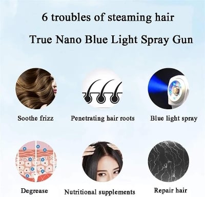 Picture of Portable Nano Steam Gun Hair Care Hydration Sprayer Hot Dyeing Care Blue Micro Mist Machine Spray Gun Hair Steamer Trigger Multicolor