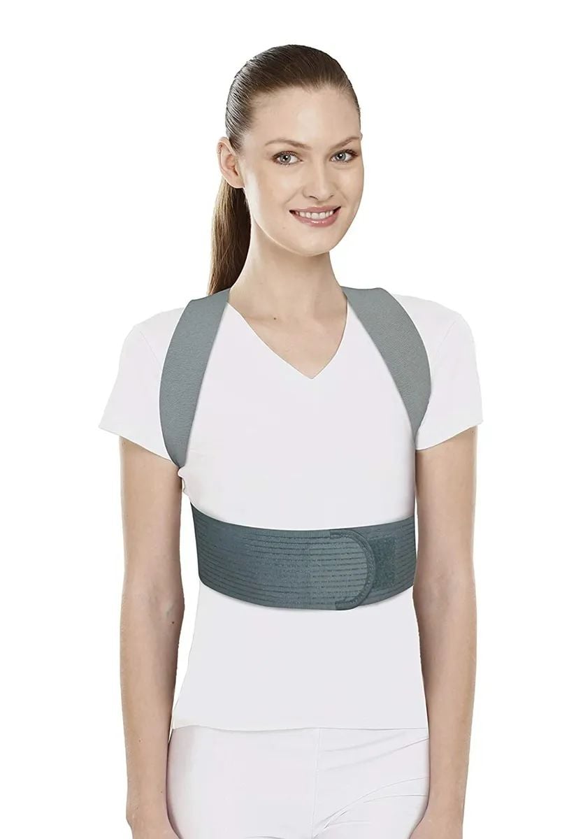 Picture of Adjustable Back Straenter for pain of Tynor posture modifier for ladies and men Grey