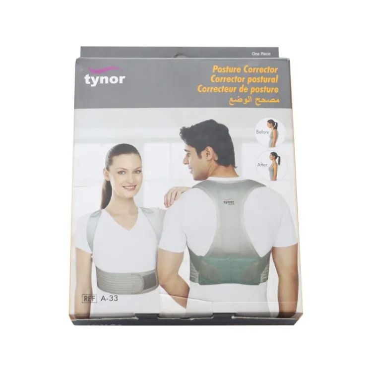 Picture of Adjustable Back Straenter for pain of Tynor posture modifier for ladies and men Grey