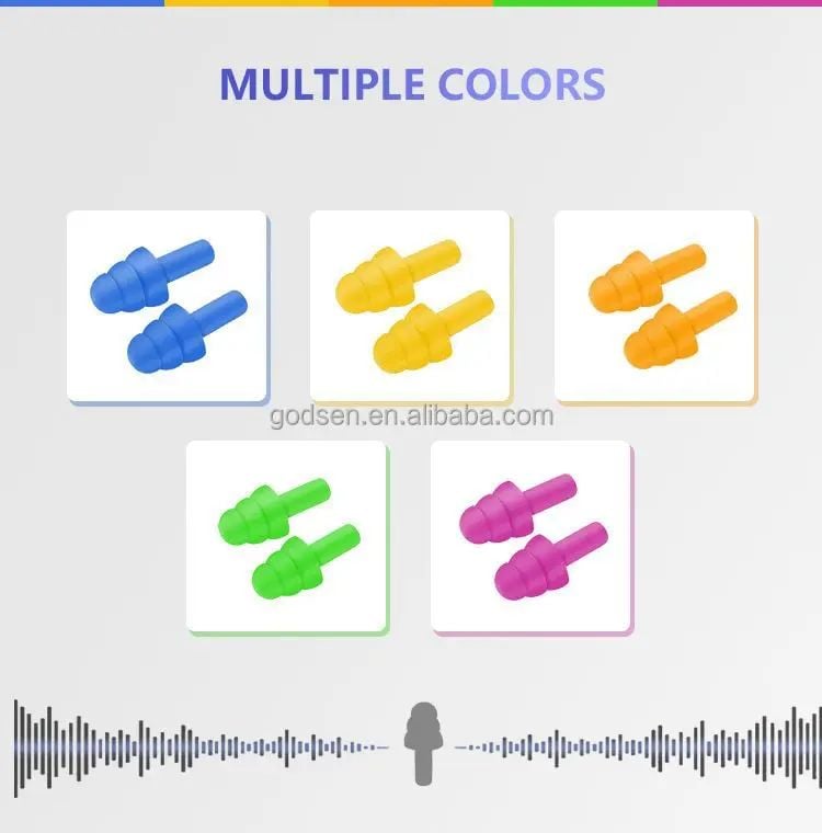 Picture of Waterproof Silicone Ear Plugs Sleep Noise Prevention Earplugs Noise Reduction Multicolor
