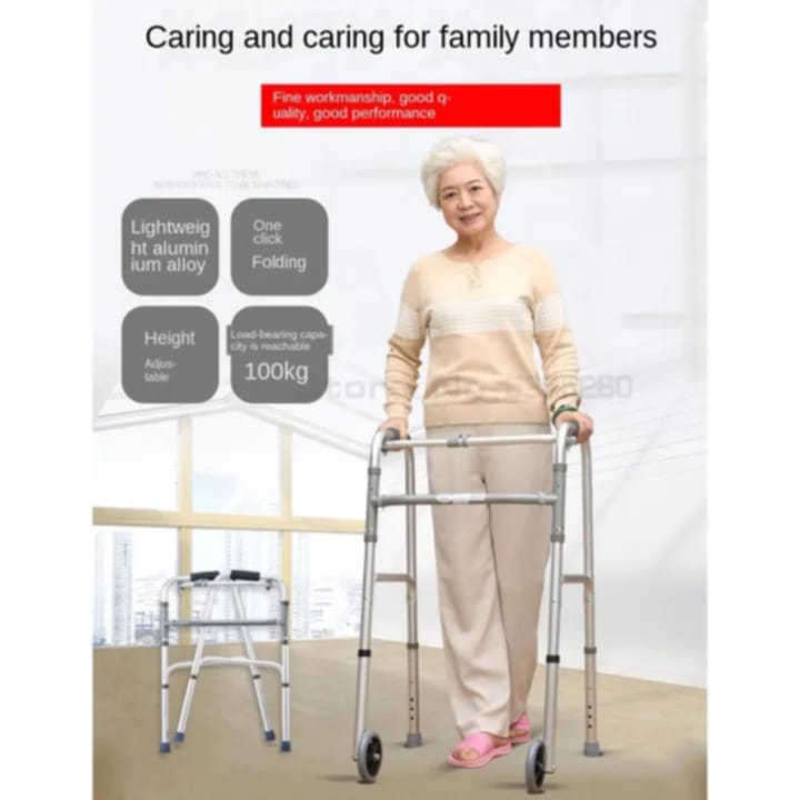 Picture of Patient Walker Price in Bangladesh | Folding Walker with Front Wheels - Techno Health Multicolor
