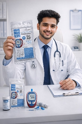 Picture of YASEE GLS-76 Basic Blood Glucose Test Strips (50 Pcs) – Code 629 Multicolor
