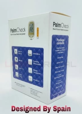 Picture of PalmCheck Blood Glucose Monitoring System-10 Years Replacement Warranty-Diabetics Test Machine-Glucose Test Meter-Glucometer Multicolor