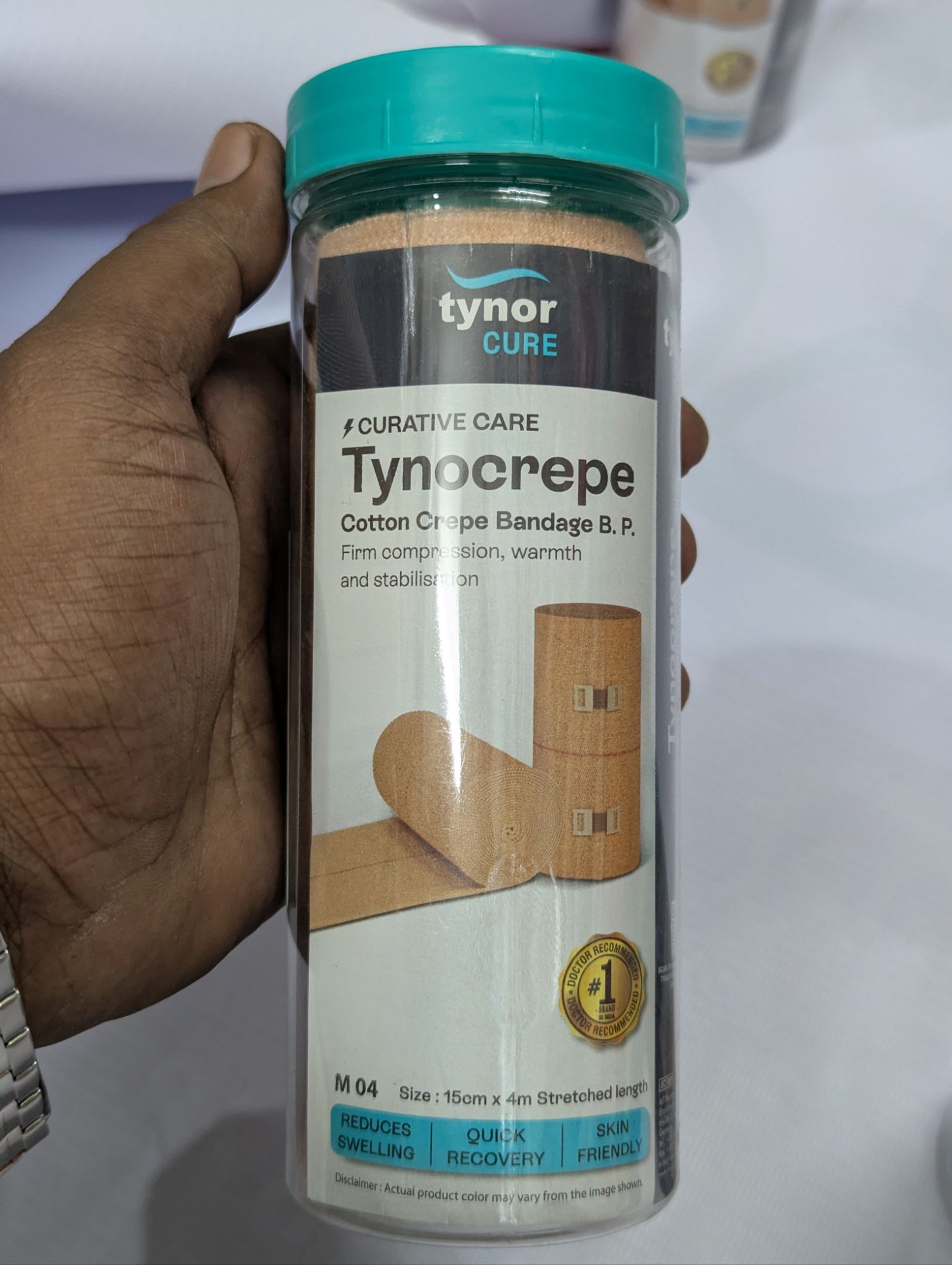 Picture of Tynor Tynocrepe – Cotton Crepe Bandage B.P. Elastic Crepe Bandage for Compression, Support & Injury Care,“Garam Patti” for Hand, Knee, Leg & Wrist Multicolor