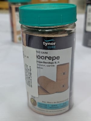 Picture of Tynor Tynocrepe – Cotton Crepe Bandage B.P. Elastic Crepe Bandage for Compression, Support & Injury Care,“Garam Patti” for Hand, Knee, Leg & Wrist Multicolor