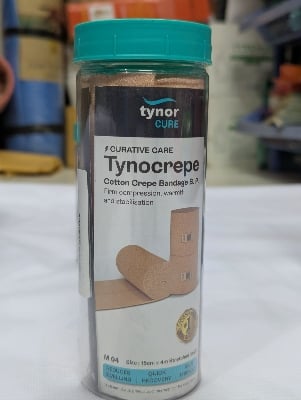 Picture of Tynor Tynocrepe – Cotton Crepe Bandage B.P. Elastic Crepe Bandage for Compression, Support & Injury Care,“Garam Patti” for Hand, Knee, Leg & Wrist Multicolor