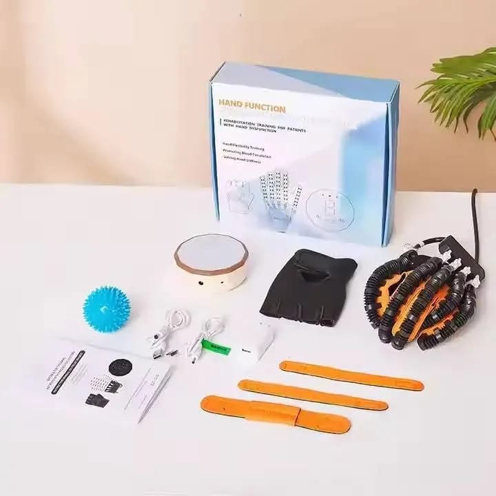 Picture of Finger and hand function rehabilitation trainer robots rehab gloves recovery exercise equipment for cerebral palsy arthritis stroke hemiplegia patient (S, Left Hand) Multicolor