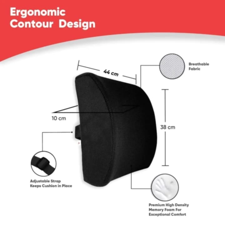 Picture of Memory Foam Lumbar Support for Back Pain Relief Compatible with Computer, Office Chairs and Cars -Ergonomic Designs Having Anti Sweat Mesh Cover on Lumbar Chair Support, h Multicolor