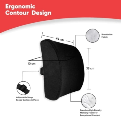Picture of Memory Foam Lumbar Support for Back Pain Relief Compatible with Computer, Office Chairs and Cars -Ergonomic Designs Having Anti Sweat Mesh Cover on Lumbar Chair Support, h Multicolor