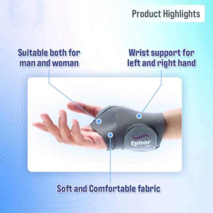 Picture of Tynor Wrist Support Brace with Thumb Unisex Medical Anatomical Stabilizing Wrap Non-Slip Compression for Pain Relief Recovery from Sprain Strain Arthritis Multicolor