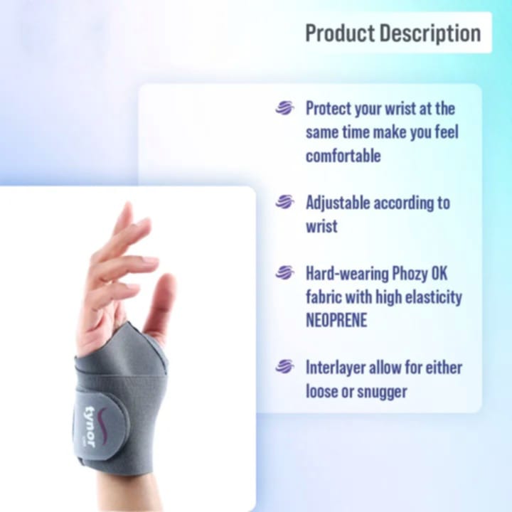 Picture of Tynor Wrist Support Brace with Thumb Unisex Medical Anatomical Stabilizing Wrap Non-Slip Compression for Pain Relief Recovery from Sprain Strain Arthritis Multicolor
