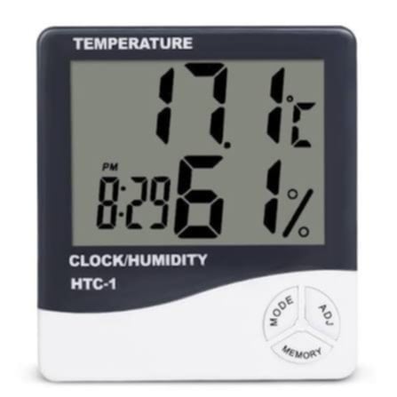 Picture of HTC-2 Digital Indoor/Outdoor Thermo-hygrometer Temperature Humidity Meter with Time/Clock Home & Industrial Room Temperature Multicolor
