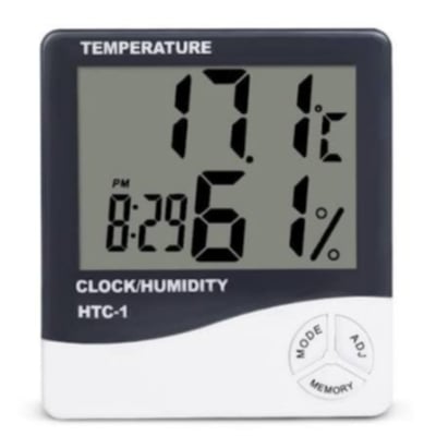 Picture of HTC-2 Digital Indoor/Outdoor Thermo-hygrometer Temperature Humidity Meter with Time/Clock Home & Industrial Room Temperature Multicolor