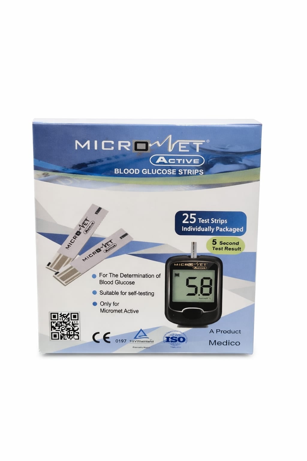 Picture of Micronet Active Blood Glucose Test Strips (25 Strips Pack) Multicolor