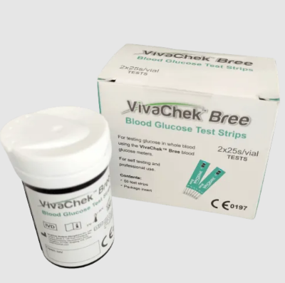 Picture of VivaChek Bree Blood Glucose Test Strips 2×25s/vial TESTS 50 PCS Multicolor