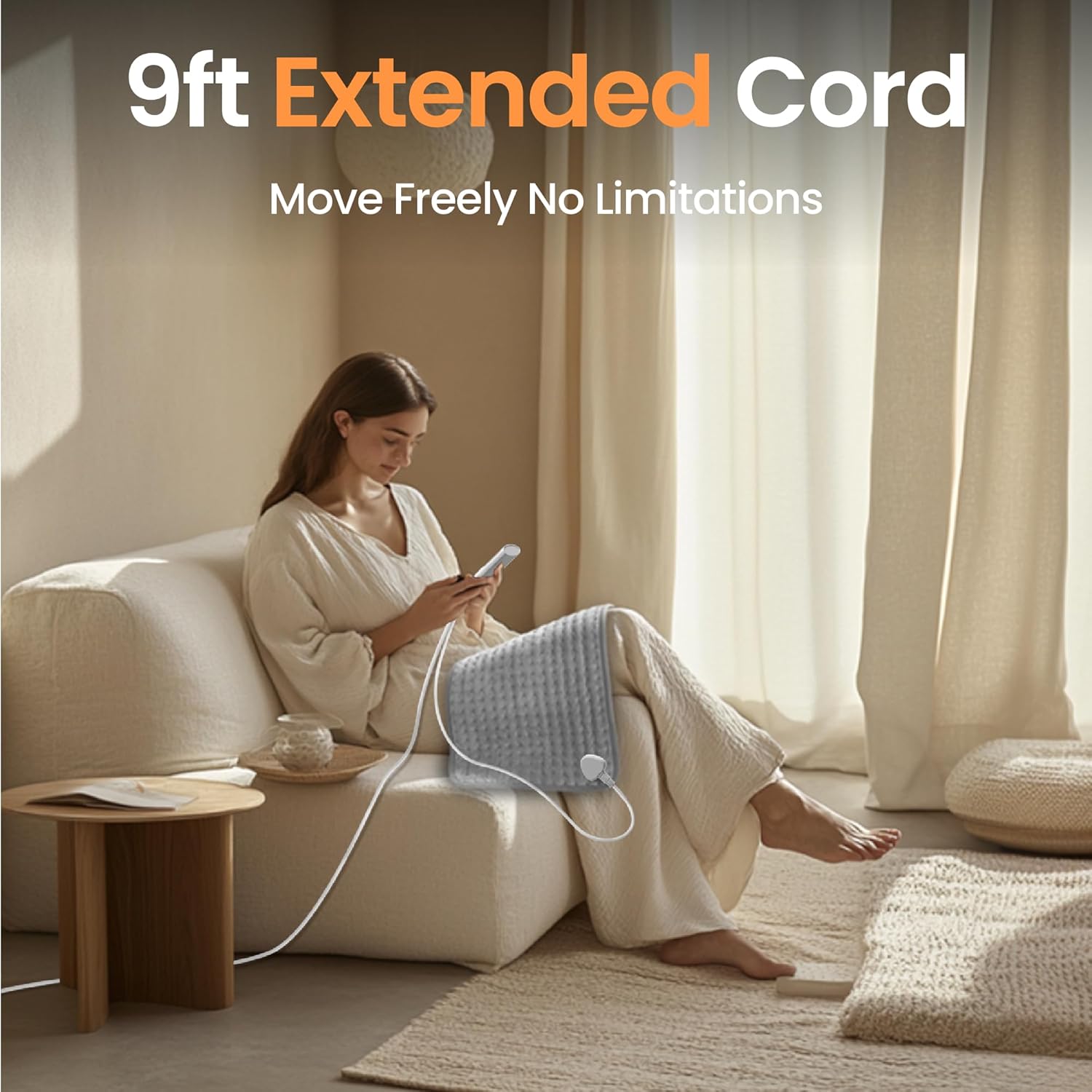 Picture of Heating Pad for Back Pain, 12''×24'' Heating Pad for Period Cramps Neck Shoulder Knee Leg with 9 Heat Settings Auto Shut-Off and Rapid-Heating, Ideal Gift for Family and Friends 