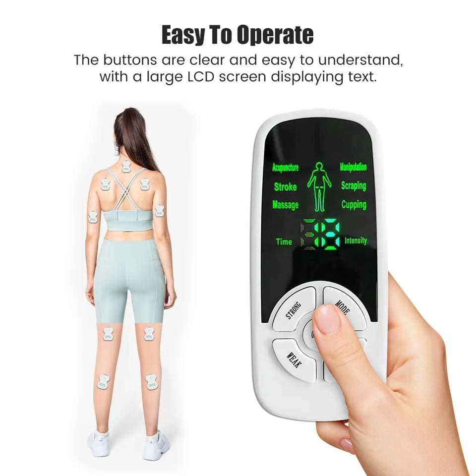Picture of EMS Muscle Therapy Stimulator Machine Tens Unit Acupuncture Meridian Physiotherapy Pulse Abdominal Prostate Back Body Massager Light Ash