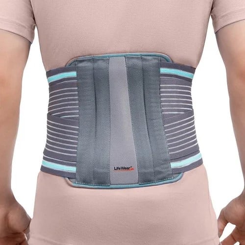 Picture of Contoured Lumbar Support Belt Lower Back Brace, Breathable Compression, Adjustable Waist, Lumbar Support Brace for Men & Women, Herniated Disc, Sciatica, Back Pain & Heavy Lifting (Grey)