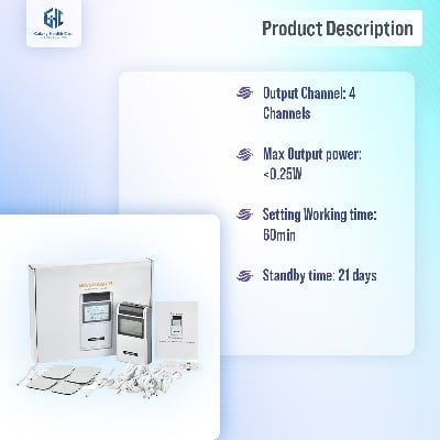 Picture of Tens Ems Muscle Steamulator 15 Mode 4 Output 8 Pad Pain Relief Electric Pulse Impulse Massure Machine Machine Machine Electrotherapy Machine Grey