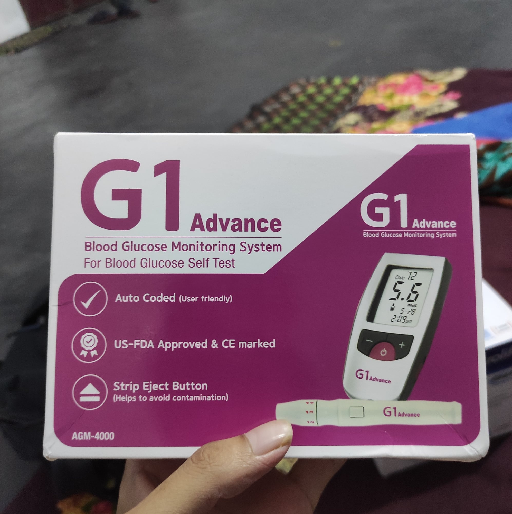Picture of Alere G1 Medical Blood Sugar Tester Diabetes Glucose Meter Glucose Sugar Testing Machine 10 Test Strips Diabetes Lancets Blood Test Finger Red