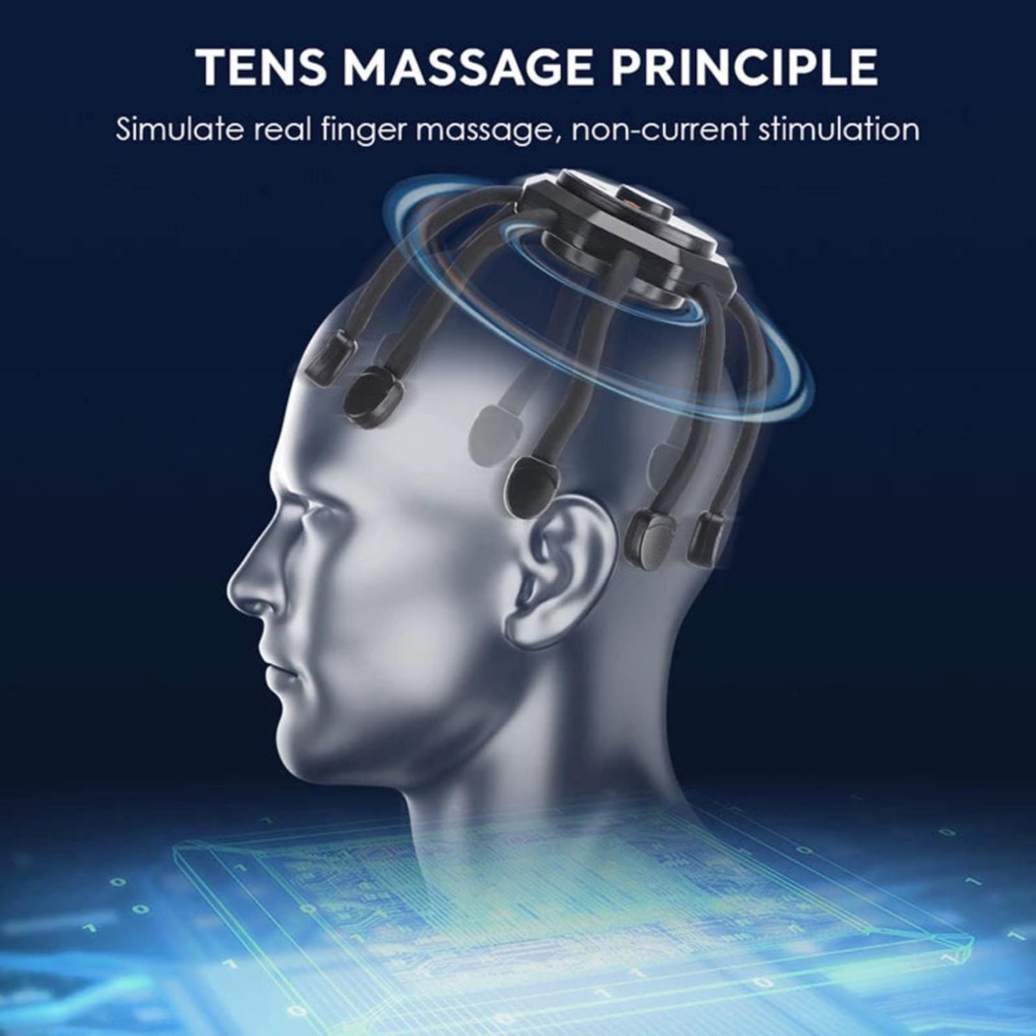 Picture of Head Massager Octopus Scalp Massagers,360 Degree Automatic Rechargeable Handfree Relax Massage with 3 Vibration Mode for Stress Pain Relax Headache Pain Relief Machine, Black