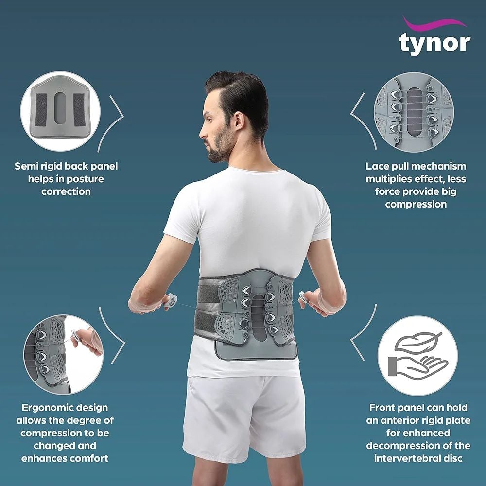 Picture of Lumbo Lacepull brace, The Lumbo Lacepull brace by Tynor is a high-quality medical support product designed to provide relief and support for those suffering from back pain or injuries Multicolor