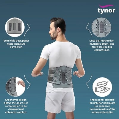 Picture of Lumbo Lacepull brace, The Lumbo Lacepull brace by Tynor is a high-quality medical support product designed to provide relief and support for those suffering from back pain or injuries Multicolor