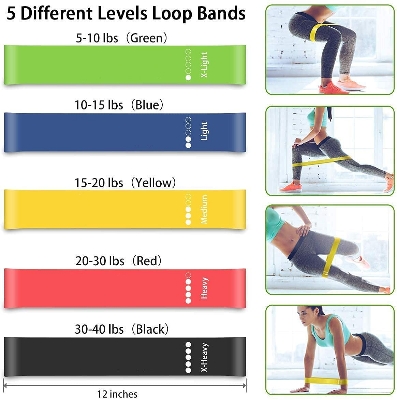 Picture of Health Proo 5pcs Yoga Crossfit Resistance Bands 5 Level Rubber Training Pull Rope For Sports Pilates Expander Fitness Gum Gym Workout Equipment Multicolor