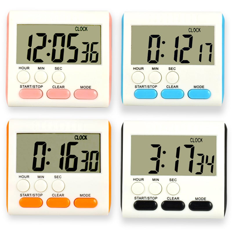 Picture of Kitchen Clock English 24-hour Electronic Timer Digital Reminder Alarm Clocks Cooking Countdown Timer LCD Multifunction Home Multicolor