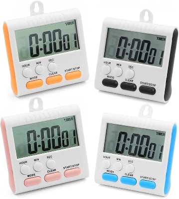 Picture of Kitchen Clock English 24-hour Electronic Timer Digital Reminder Alarm Clocks Cooking Countdown Timer LCD Multifunction Home Multicolor
