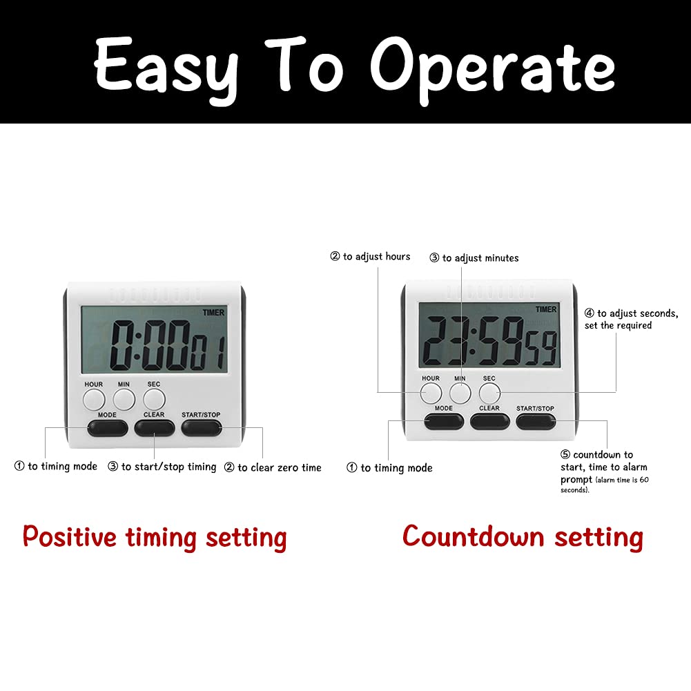 Picture of Kitchen Clock English 24-hour Electronic Timer Digital Reminder Alarm Clocks Cooking Countdown Timer LCD Multifunction Home Multicolor