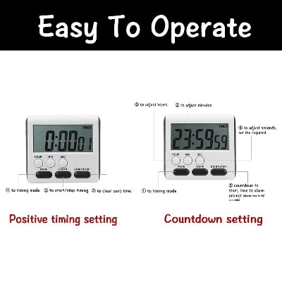 Picture of Kitchen Clock English 24-hour Electronic Timer Digital Reminder Alarm Clocks Cooking Countdown Timer LCD Multifunction Home Multicolor