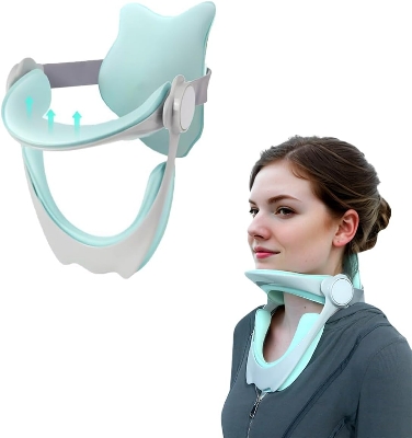 Picture of Neck Brace Soft Support, 360 Degree Adjustable Neck Stretcher, Prevent Head Bowing with Ergonomic Design, Suitable for Students, Office Workers Green Int: One size