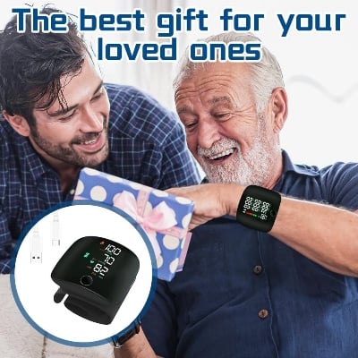 Picture of Wrist Blood Pressure Monitor LED Display, Touch Screen Wrist Blood Pressure Cuff 99x2 Reading Memory Wrist Bp Monitor with Carrying Case(Black)