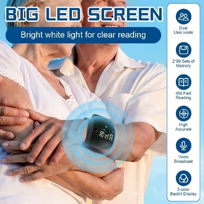 Picture of Wrist Blood Pressure Monitor LED Display, Touch Screen Wrist Blood Pressure Cuff 99x2 Reading Memory Wrist Bp Monitor with Carrying Case(Black)