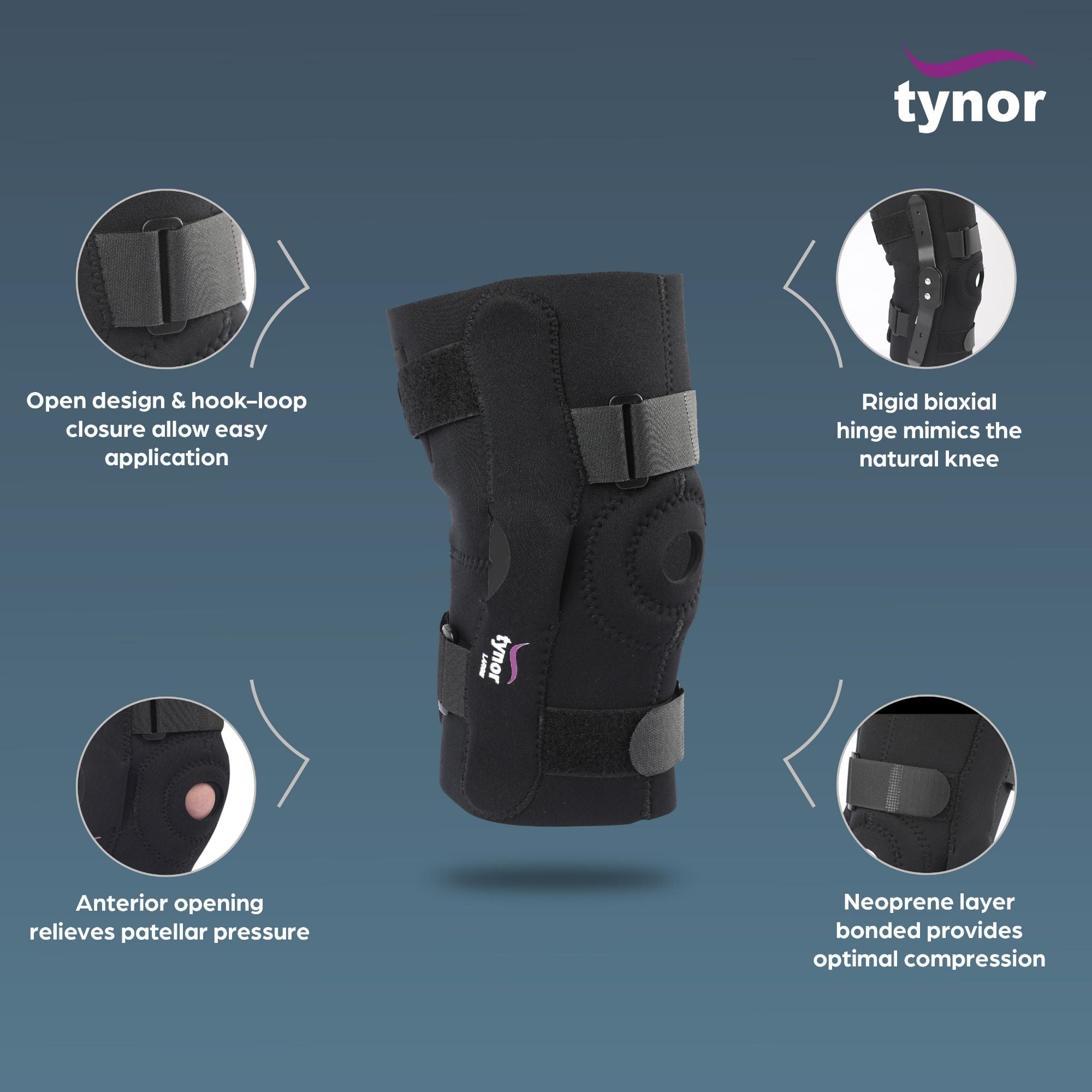 Picture of Knee Wrap Hinged (Neoprene) tynor Multicolor