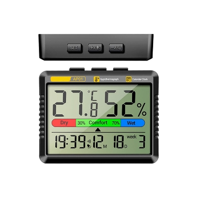 Picture of Digital Hygrometer Tester Thermometers Measuring Device With Intelligent Clock Suitable For Office Study Environment Multicolor