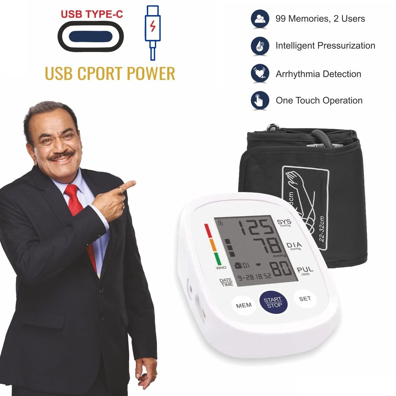 Picture of COMFORT Homely CPort BP Monitor Automatic Accurate Digital Blood Pressure Checking Machine Upper Arm Portable BP Machine Multicolor