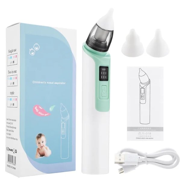 Picture of Rechargeable Baby Nose Cleaner Silicone Adjustable Suction Electric Child Nasal Aspirator Health Safety Convenient Low Noise Multicolor