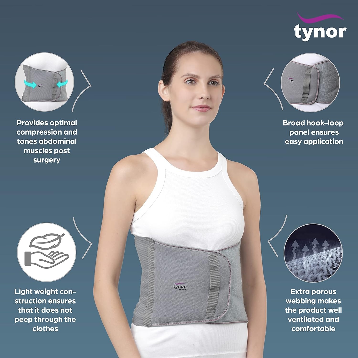 Picture of Tynor Abdominal Support 9 for Post Operative/ Post PrAgnancy Grey