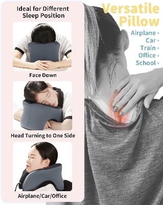 Picture of Travel Pillow for Airplanes with 360 Head Support,Memory Foam 2-in-1 Neck Pillow Airplane,Travel Neck Pillow with Storage Bag,Adjustable Clasp for Travel,Home,Office,and Gaming Multicolor