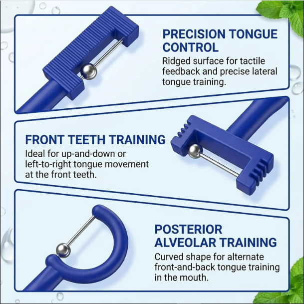 Picture of 4pcs Oral Muscle Trainer Set Tongue Tip Exerciser for Adults Lateralization and Elevation Tool for Speech Therapy Portable Blue Training Improving Pronunciation and Communication Multicolor