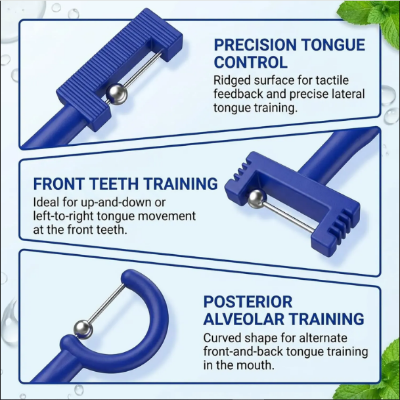 Picture of 4pcs Oral Muscle Trainer Set Tongue Tip Exerciser for Adults Lateralization and Elevation Tool for Speech Therapy Portable Blue Training Improving Pronunciation and Communication Multicolor