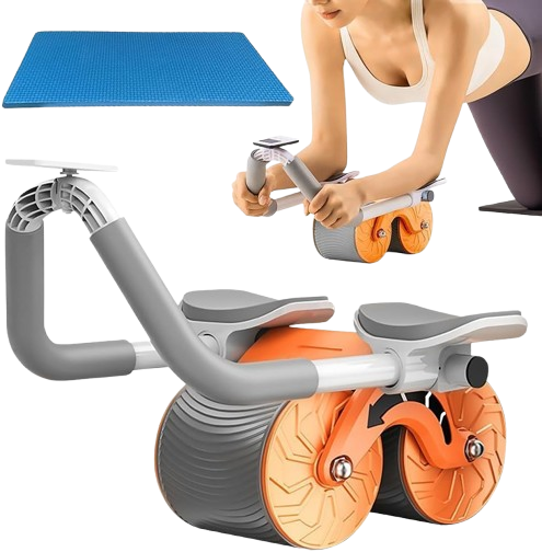 Picture of Ab Roller Wheel, Upgrade Elbow Support Automatic Rebound Abdominal Exercise Wheel, Abs Workout Equipment for Home Gym Fitness, New Core Strength Training Wheel with Time & Mat Multicolor