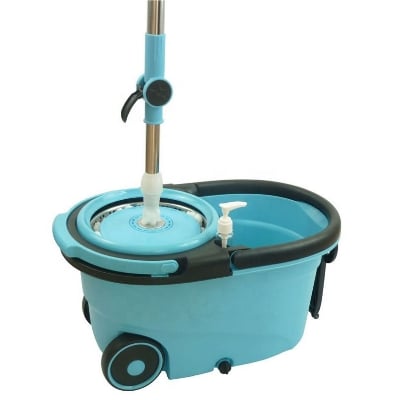 Picture of Make Cleaning a Breeze 360-Degree Floor Cleaning Spin Mop with Wheels & Mop Bucket Set with Removable Basket-Unique Choice For Household Cleaning - Brown