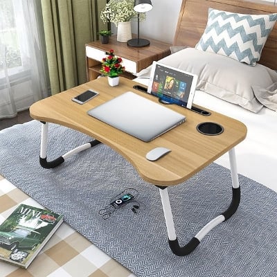 Picture of Computer Laptop Desk Small Foldable Multi-Function Bed Desk Simple Dormitory Lazy Table Bed with Laptop Table - Laptop Table - Laptop Table - Blue