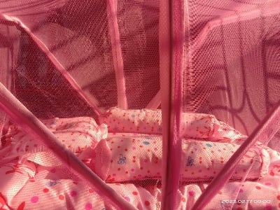 Picture of Baby Bedding Set with Mosquito Net & Pillow – Comfortable Newborn Bed - pink