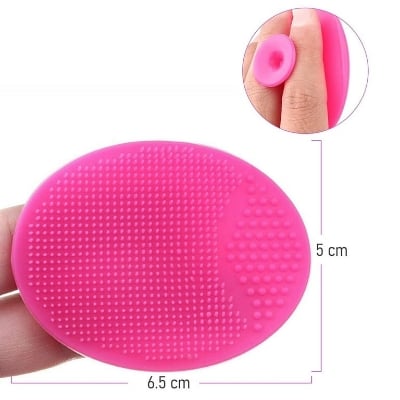 Picture of Baby Bath Brush Baby Cradle Cap Brush Silicone Massage Brush Silicone Scrubbers Exfoliator Brush - Red