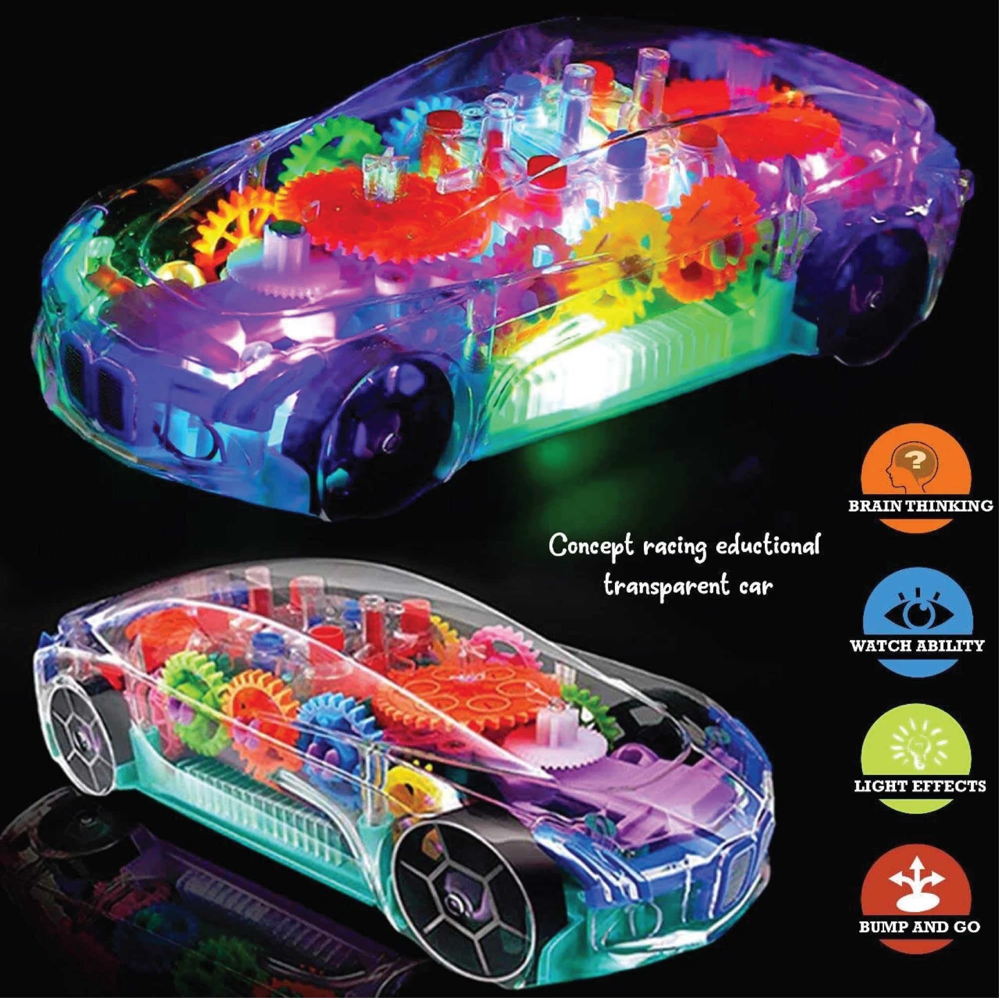Picture of 3D Concept Racing Car Toy for Kids with 360 Degree Rotation and Gear Simulation - Mechanical Car - Multicolor