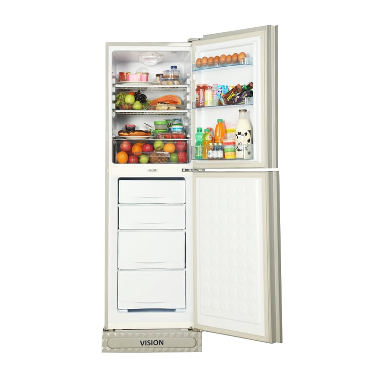Picture of VISION Glass Door Refrigerator RE-252 Liter Crystal Lotus Flower Bottom Mount